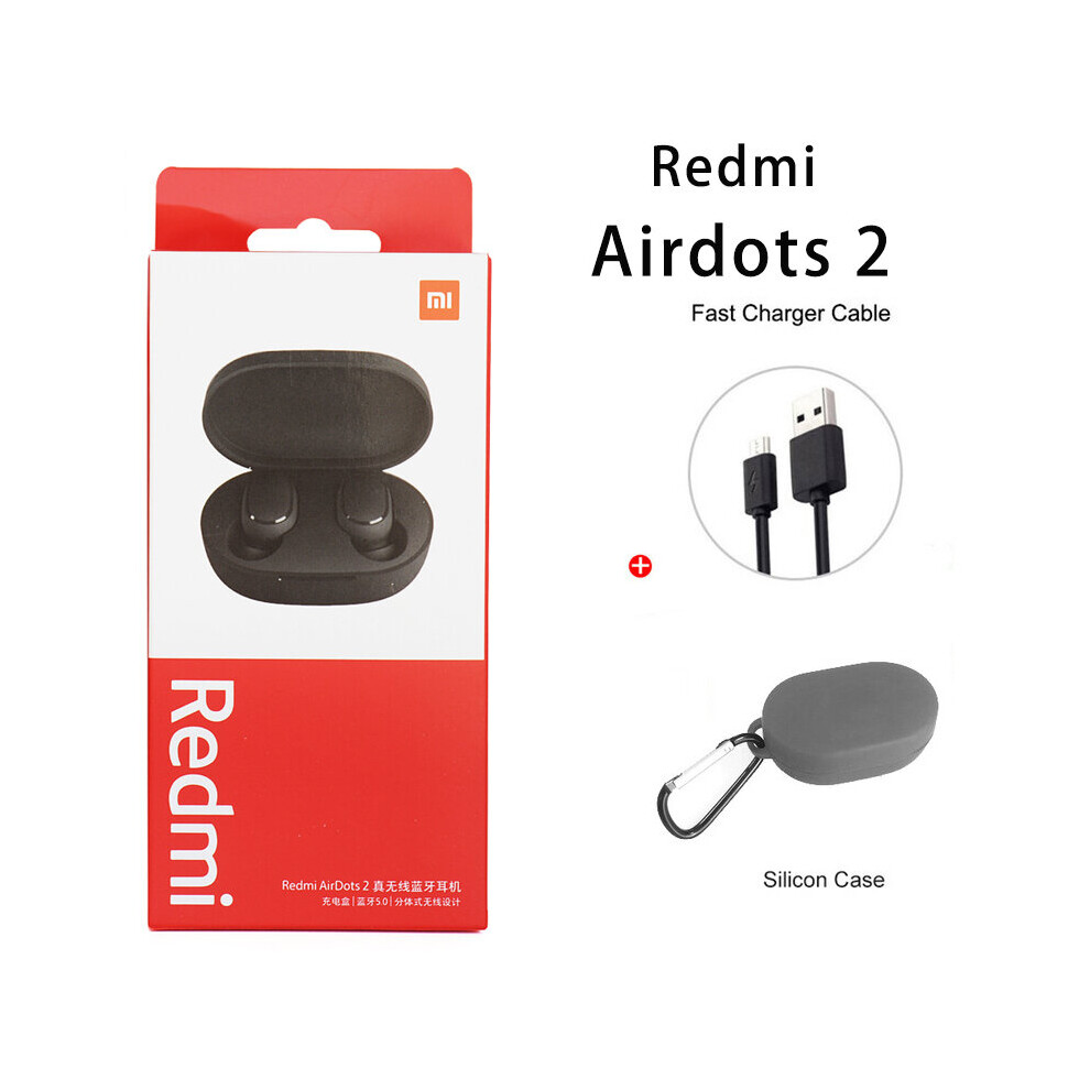 (A-Airdots 2 Greycable) Xiaomi Redmi Airdots 2 Earbuds True Wireless Earphone Bluetooth 5.0 Headset With Mic Charging Earphone In-Ear Stereo Bass 4851204946139
