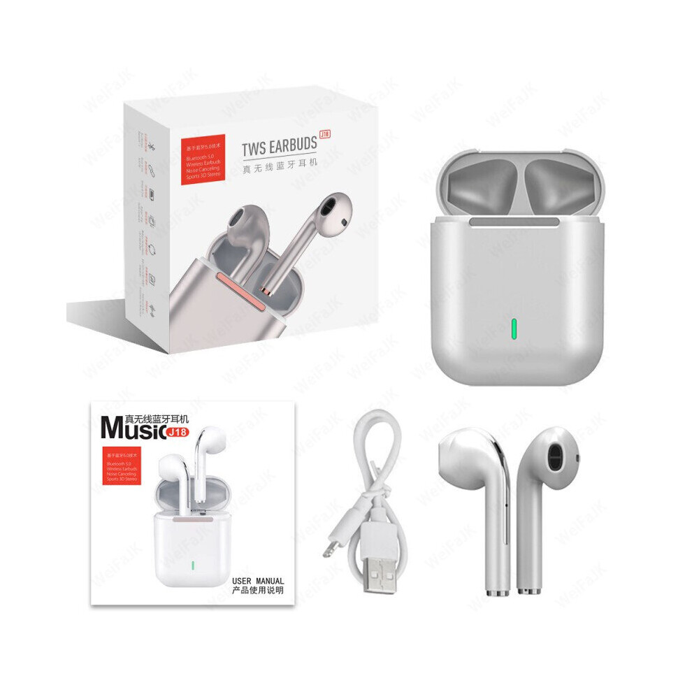 (A-) Original Air J18 Tws Pro Wireless Headphones Bluetooth Earphone Earpod Earbuds Gaming Headset For Xiaomi Iphone Apple Earphones White 4853106764873