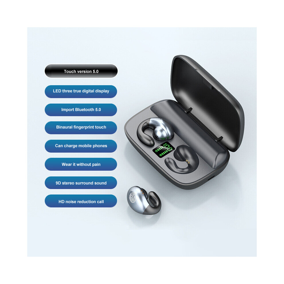 (A-) S19 Bone Conduction Tws Headphone Touch Control Noise Cancelling Bass Hifi Bluetooth 5.0 Earbuds Sport Waterproof Music Headsets Black 4851204988931