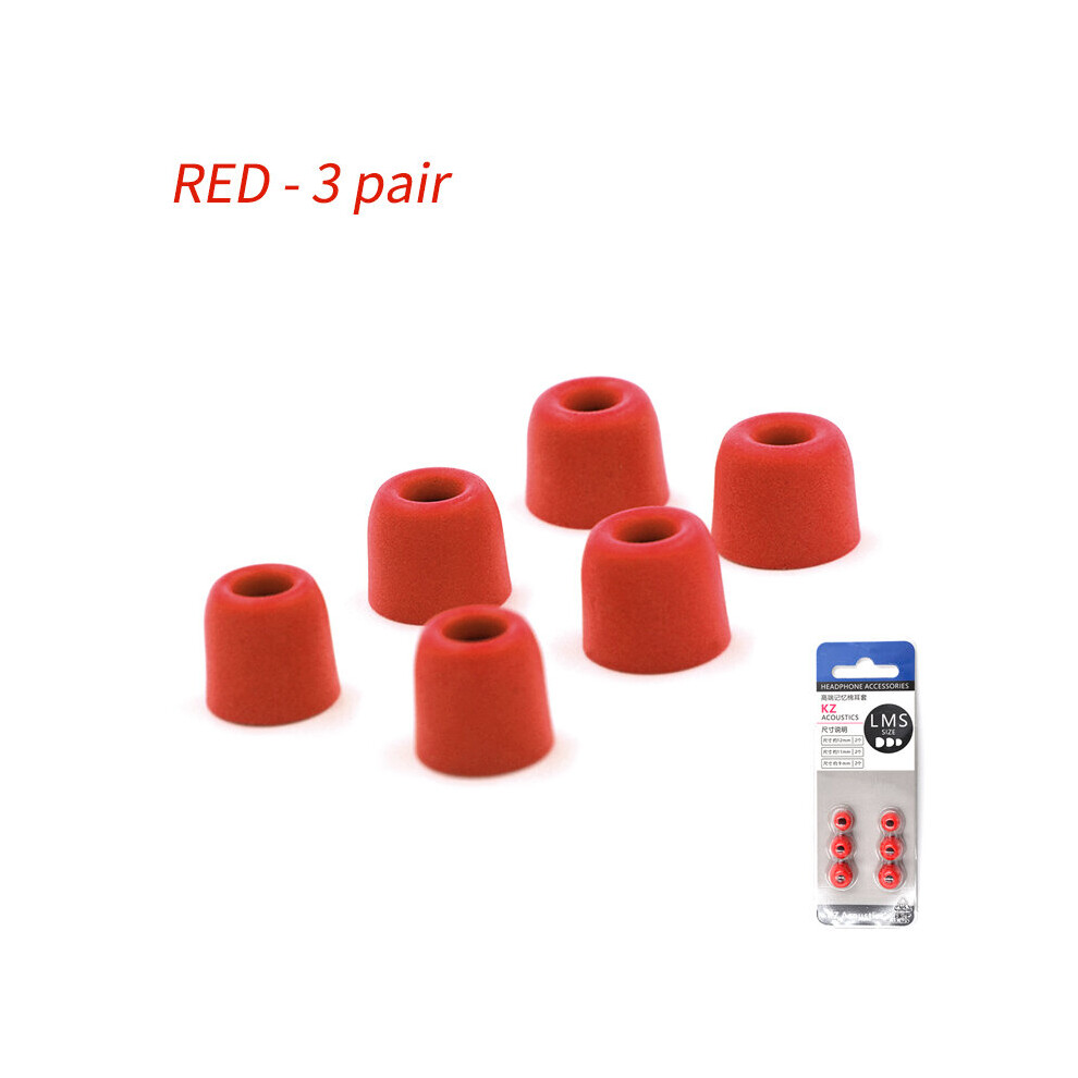(A- 3 Pair (6Pcs)) Kz Headset Ear Pads 3Pair(6Pcs) Noise Isolating Comfortble Memory Foam Ear Tips Earbuds For Original In Earphone Headphones Red 4851204882710