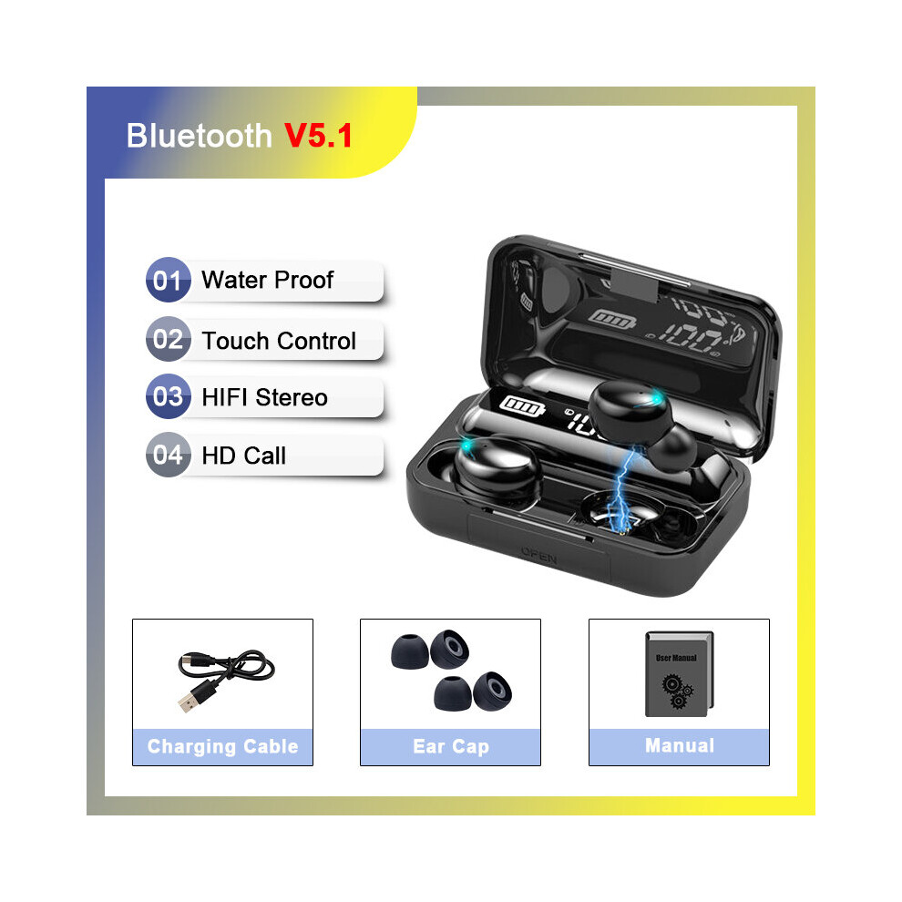 (A-A) Tws Bluetooth 5.1 Earphones 2200Mah Charging Box Wireless Headphone 9D Stereo Sports Waterproof Earbuds Headsets With Microphone 4851204869810