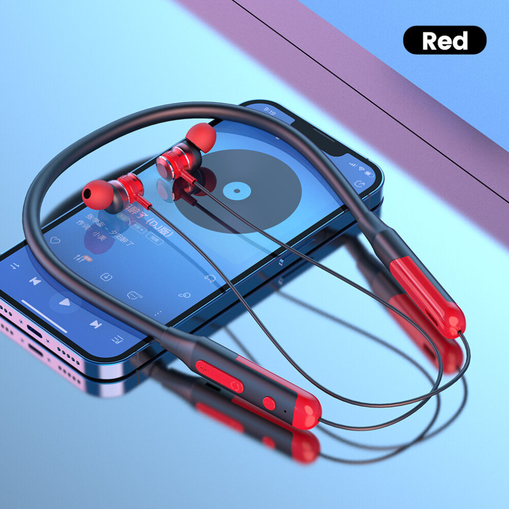 (A-X20 ) Olaf Bluetooth 5.0 Neckband Earphone Wireless Headphone Magnetic Adsorption Sport Earbud Earphone Waterproof In-Ear Hifi Headset Red 4851204911083
