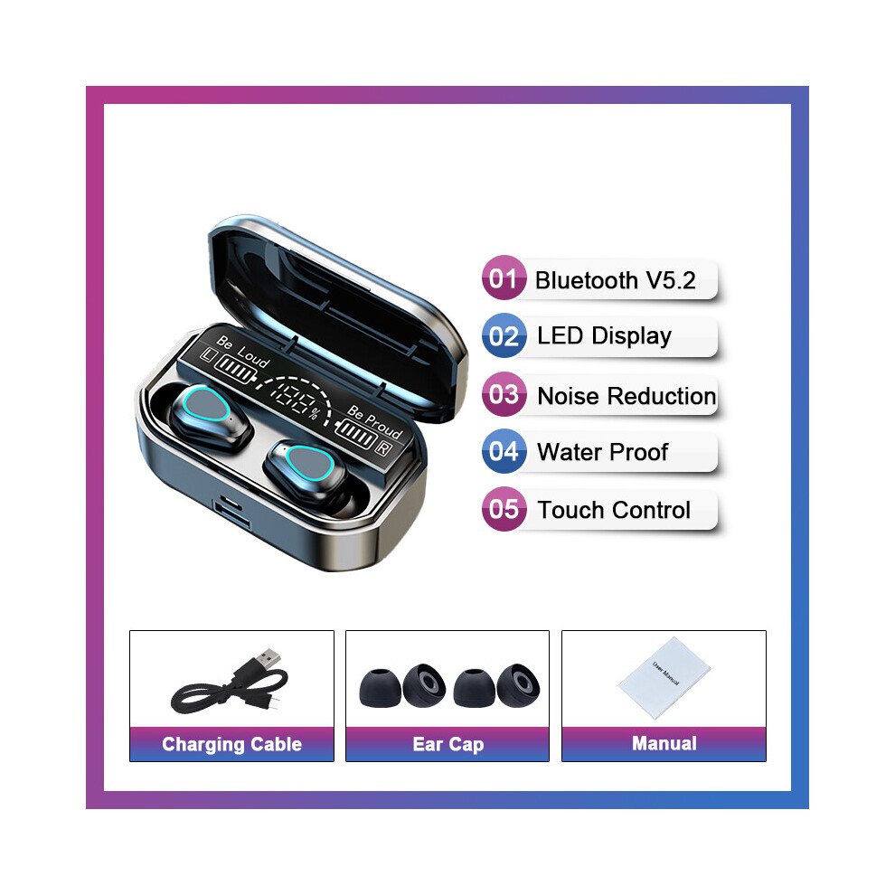 (A-) Tws Bluetooth 5.2 Earphones 3500Mah Charging Box Wireless Headphone 9D Stereo Noise Reduction Waterproof Headsets With Mic Green 4851204965703