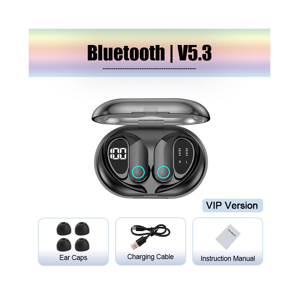 (A-Vip Version Blcak) New Bluetooth 5.3 Earphones Wireless Headphones Sport Waterproof Headset Hifi Stereo Earhooks Noise Reduction With Mic Earbud 4851204896533