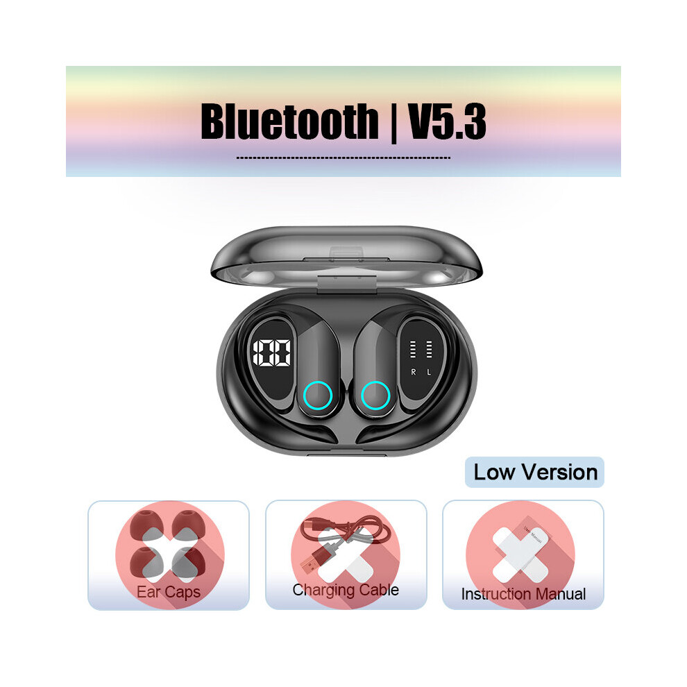 (A-Blcak) New Bluetooth 5.3 Earphones Wireless Headphones Sport Waterproof Headset Hifi Stereo Earhooks Noise Reduction With Mic Earbud 4851204896519