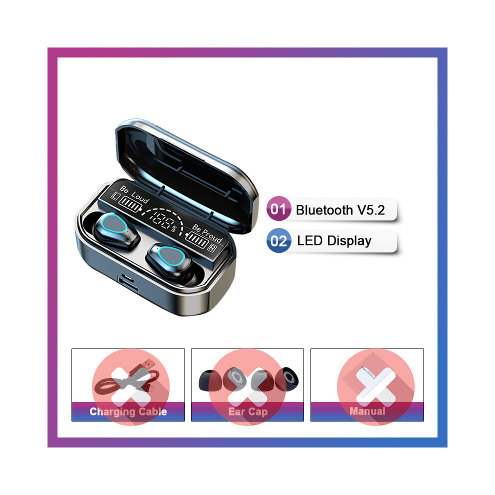 (A-) Tws Bluetooth 5.2 Earphones 3500Mah Charging Box Wireless Headphone 9D Stereo Noise Reduction Waterproof Headsets With Mic Black 4851204965680
