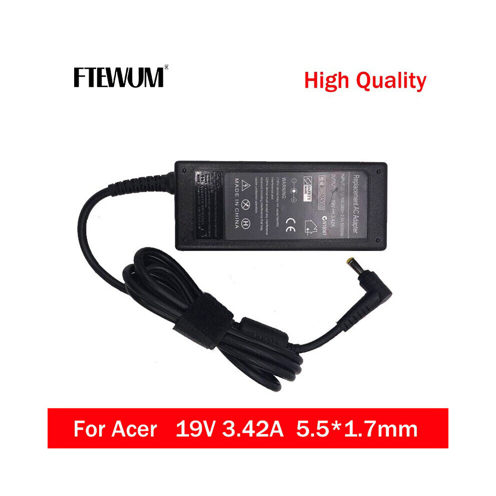 (A-) Ftewun Adapter 19V 3.42A 65W 5.5*1.7Mm Ac Dc Laptop Charger For Acer Aspire 1410 1680 3000 5315 5630 5735 5920 5535 5738 6920 4855672978333