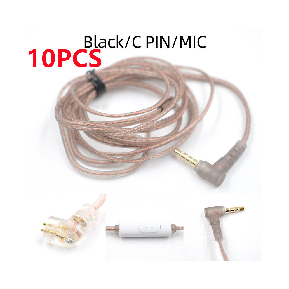 (A-10Pcs C Pin With Mic) Kz Zst Zsn Zs10 Pro Zs3 Zs6 As16 As12 Zsn Pro Headphones With Micrphone Cable 2 Pin Upgrade Cable Earphone Wire With Mic 4851204922324
