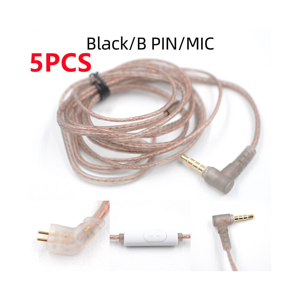 (A-5Pcs B Pin With Mic) Kz Zst Zsn Zs10 Pro Zs3 Zs6 As16 As12 Zsn Pro Headphones With Micrphone Cable 2 Pin Upgrade Cable Earphone Wire With Mic 4851204922423
