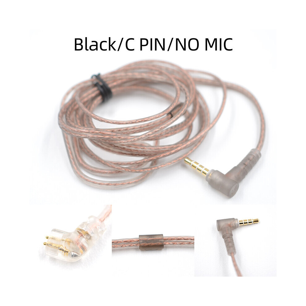 (A- C Pin No Mic) Kz Zst Zsn Zs10 Pro Zs3 Zs6 As16 As12 Zsn Pro Headphones With Micrphone Cable 2 Pin Upgrade Cable Earphone Wire With Mic Black 4851204922478