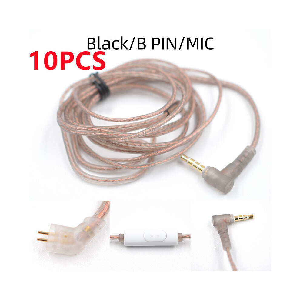 (A-10Pcs B Pin With Mic) Kz Zst Zsn Zs10 Pro Zs3 Zs6 As16 As12 Zsn Pro Headphones With Micrphone Cable 2 Pin Upgrade Cable Earphone Wire With Mic 4851204922300