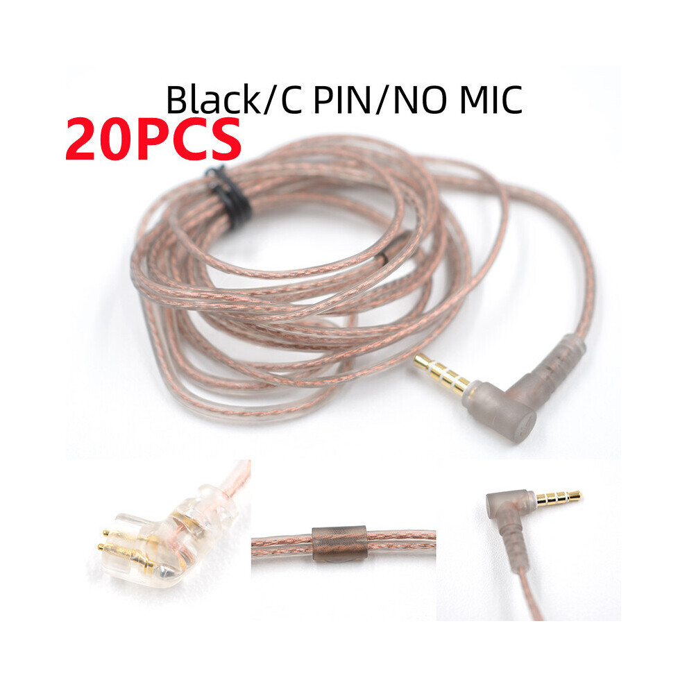 (A-20Pcs C Pin No Mic) Kz Zst Zsn Zs10 Pro Zs3 Zs6 As16 As12 Zsn Pro Headphones With Micrphone Cable 2 Pin Upgrade Cable Earphone Wire With Mic 4851204922355