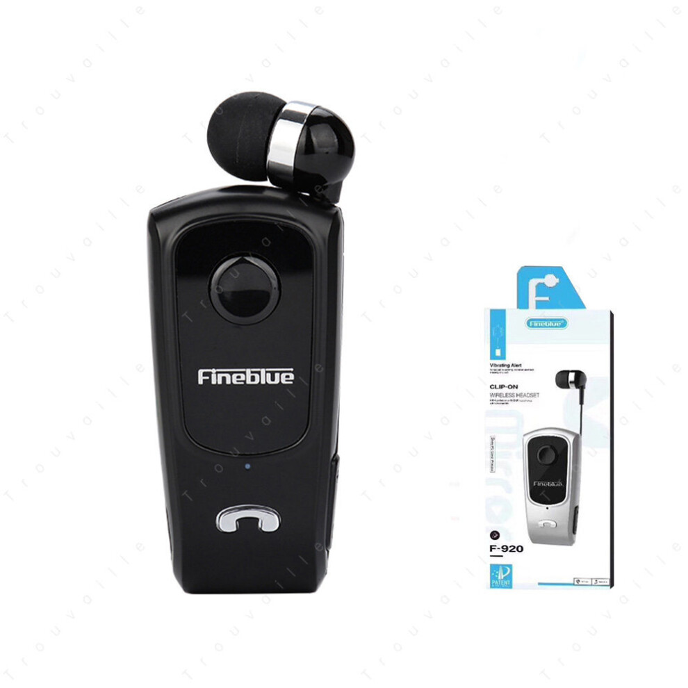 (A- With Box) Fineblue F920 Wireless Earphone Bluetooth Headset Ears In Lotus With Wire Clip Earphones Handsfree Earbuds Retractable Headphone Black 4851204869100