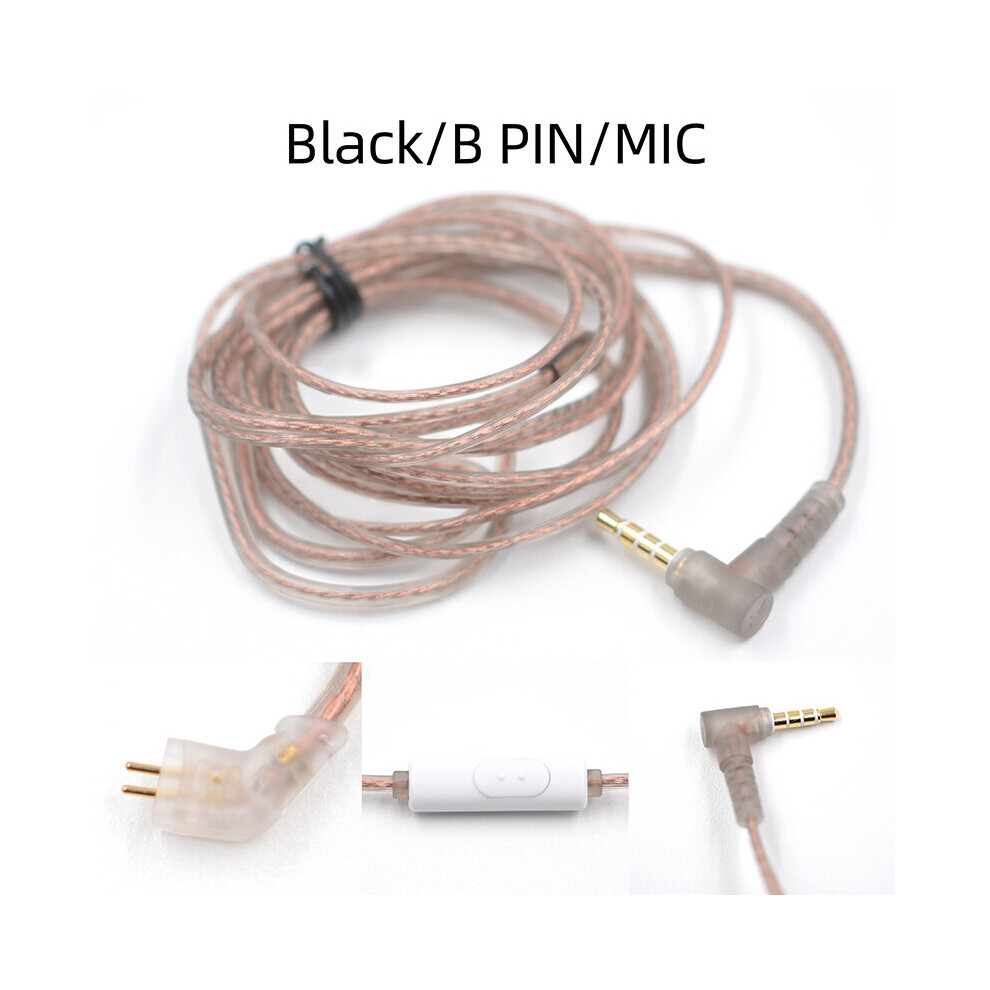 (A- B Pin With Mic) Kz Zst Zsn Zs10 Pro Zs3 Zs6 As16 As12 Zsn Pro Headphones With Micrphone Cable 2 Pin Upgrade Cable Earphone Wire With Mic Black 4851204922461