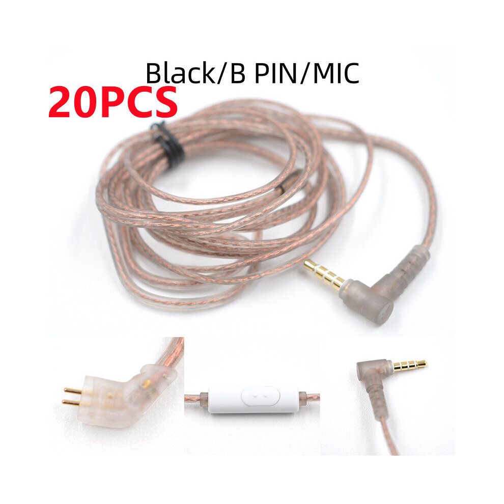 (A-20Pcs B Pin With Mic) Kz Zst Zsn Zs10 Pro Zs3 Zs6 As16 As12 Zsn Pro Headphones With Micrphone Cable 2 Pin Upgrade Cable Earphone Wire With Mic 4851204922348