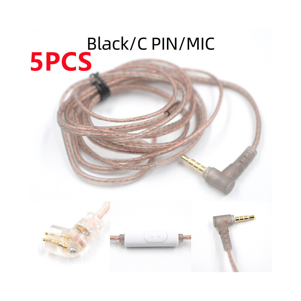 (A-5Pcs C Pin With Mic) Kz Zst Zsn Zs10 Pro Zs3 Zs6 As16 As12 Zsn Pro Headphones With Micrphone Cable 2 Pin Upgrade Cable Earphone Wire With Mic 4851204922447