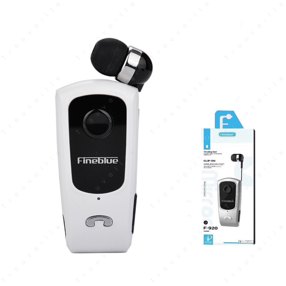 (A- With Box) Fineblue F920 Wireless Earphone Bluetooth Headset Ears In Lotus With Wire Clip Earphones Handsfree Earbuds Retractable Headphone White 4851204869186