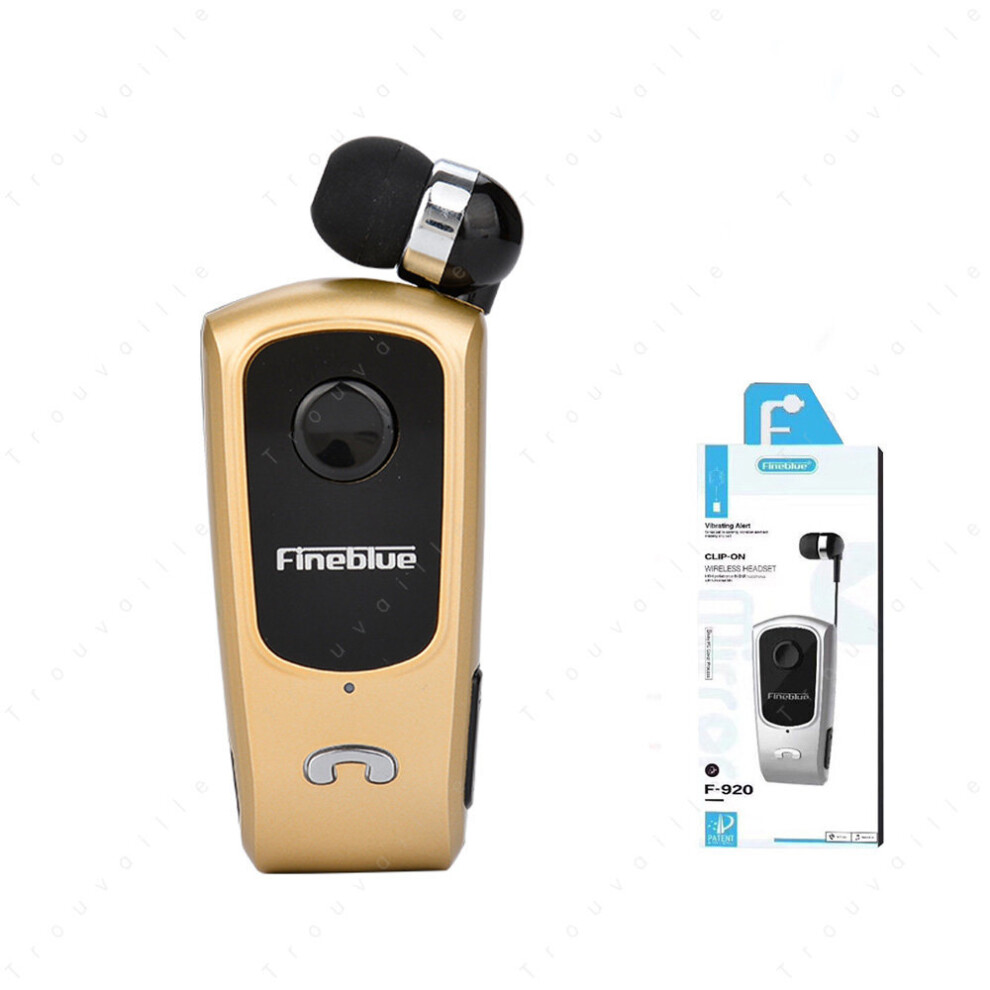 (A- With Box) Fineblue F920 Wireless Earphone Bluetooth Headset Ears In Lotus With Wire Clip Earphones Handsfree Earbuds Retractable Headphone Gold 4851204869148