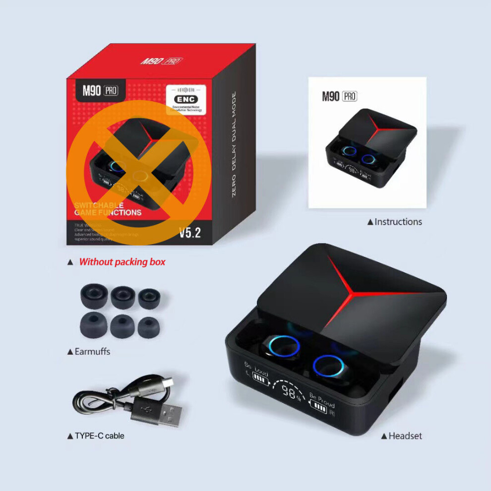 (A-M90 No Box) Air Tws Wireless Headphones With Mic Fone Bluetooth Earphones Sport Earbuds Gaming Headset For Apple Iphone Xiaomi Huawei 4851205055892