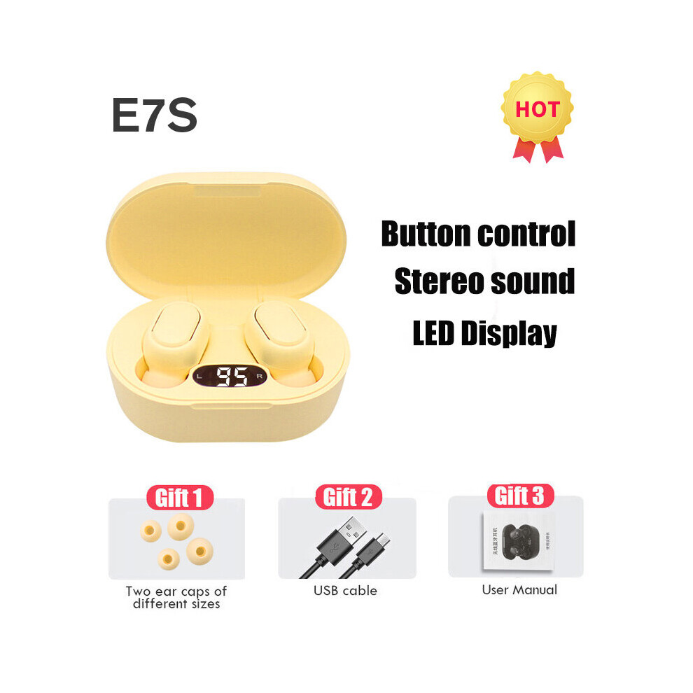 (A-) 2022 Tws Wireless Bluetooth 5.0 Earphone Touch Control 9D Stereo Headset With Mic Sport Earphones Waterproof Earbuds Led Display Yellow 4851204866680