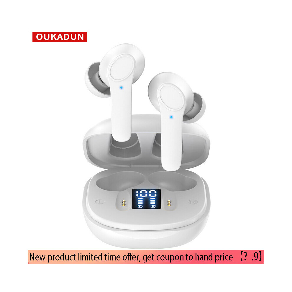 (A-) Tws Headphones Wireless Bluetooth 5.0 Headphones Waterproof Sports Headphones Noise Cancelling Earbuds With Microphone Universal White 4851204928272