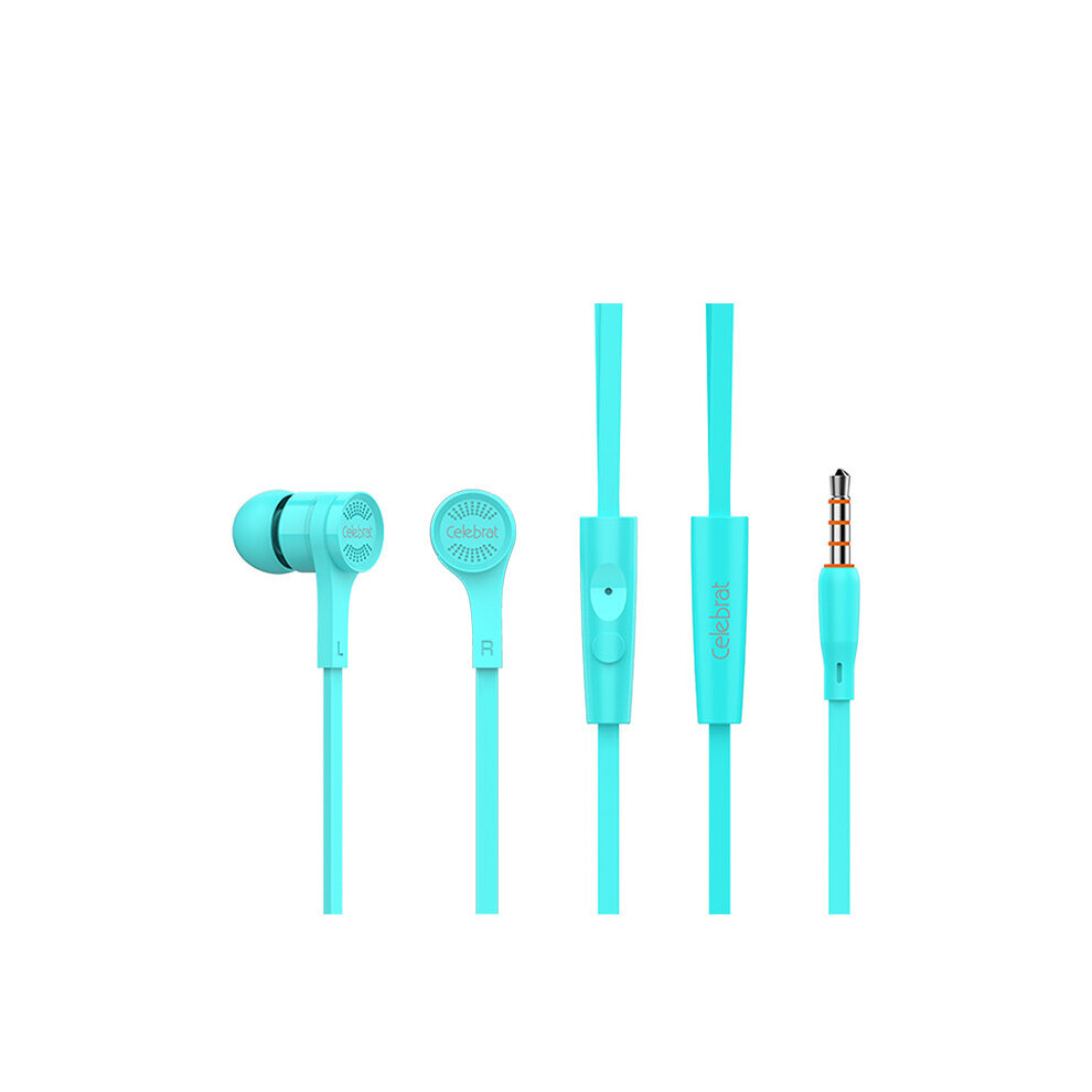 (A-Earphone ) Celebrat Sky-1 Earphones With Microphone Wired Earbuds In Ear Deep Bass 3.5Mm Jack For Oppo A12 Blue 4851205033401