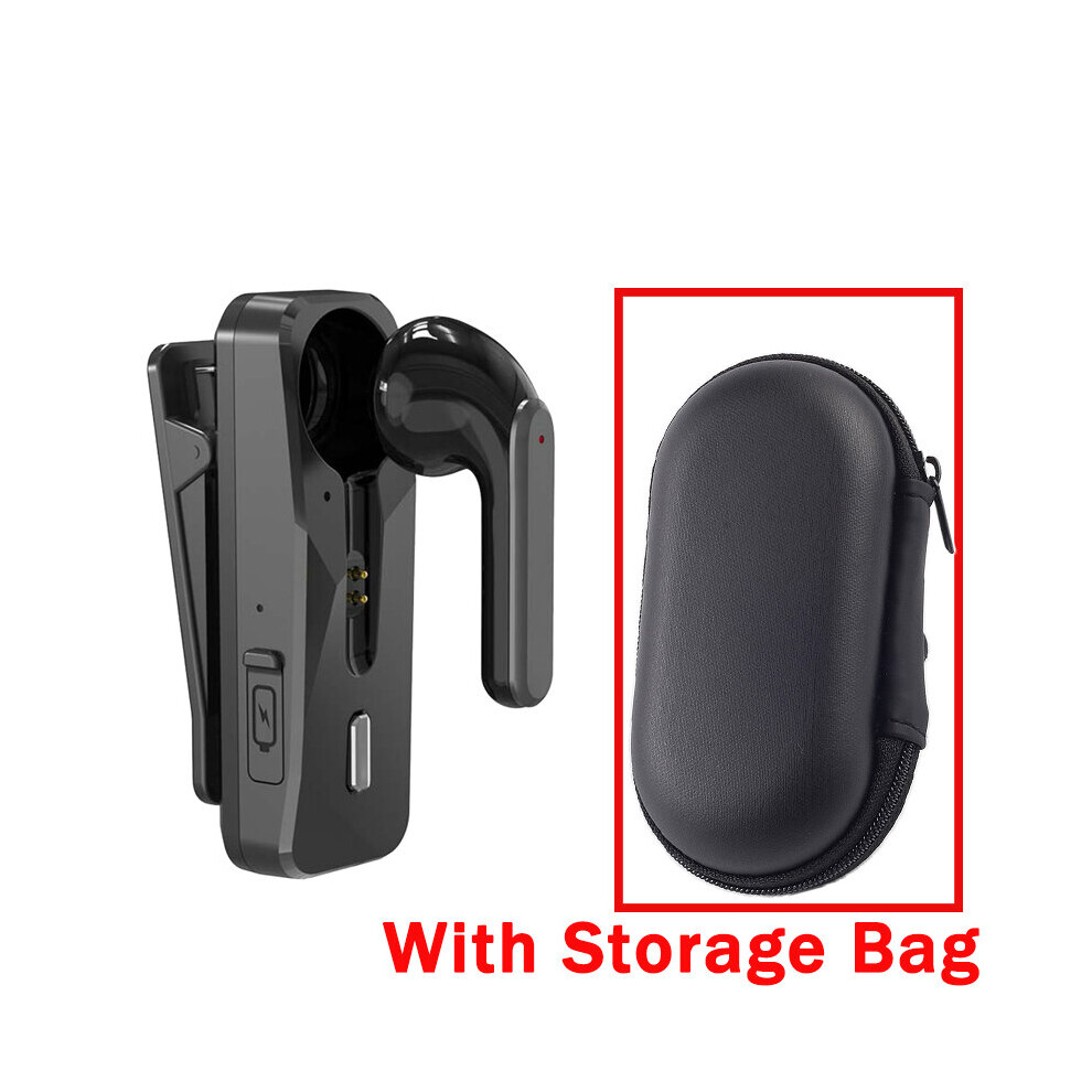 (A- With Bag) New Bluetooth 5.1 Earphone Business Wireless Headphone Lavalier Earbuds Driving Call Vibration Reminder Handsfree Phone Headset Black 4851204888057