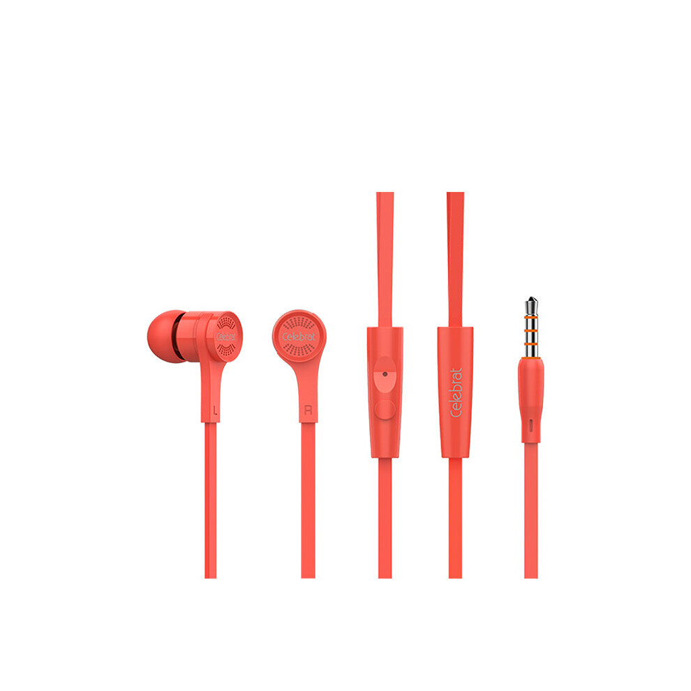 (A-Earphone ) Celebrat Sky-1 Earphones With Microphone Wi Earbuds In Ear Deep Bass 3.5Mm Jack For Oppo A12 Red 4851205033418