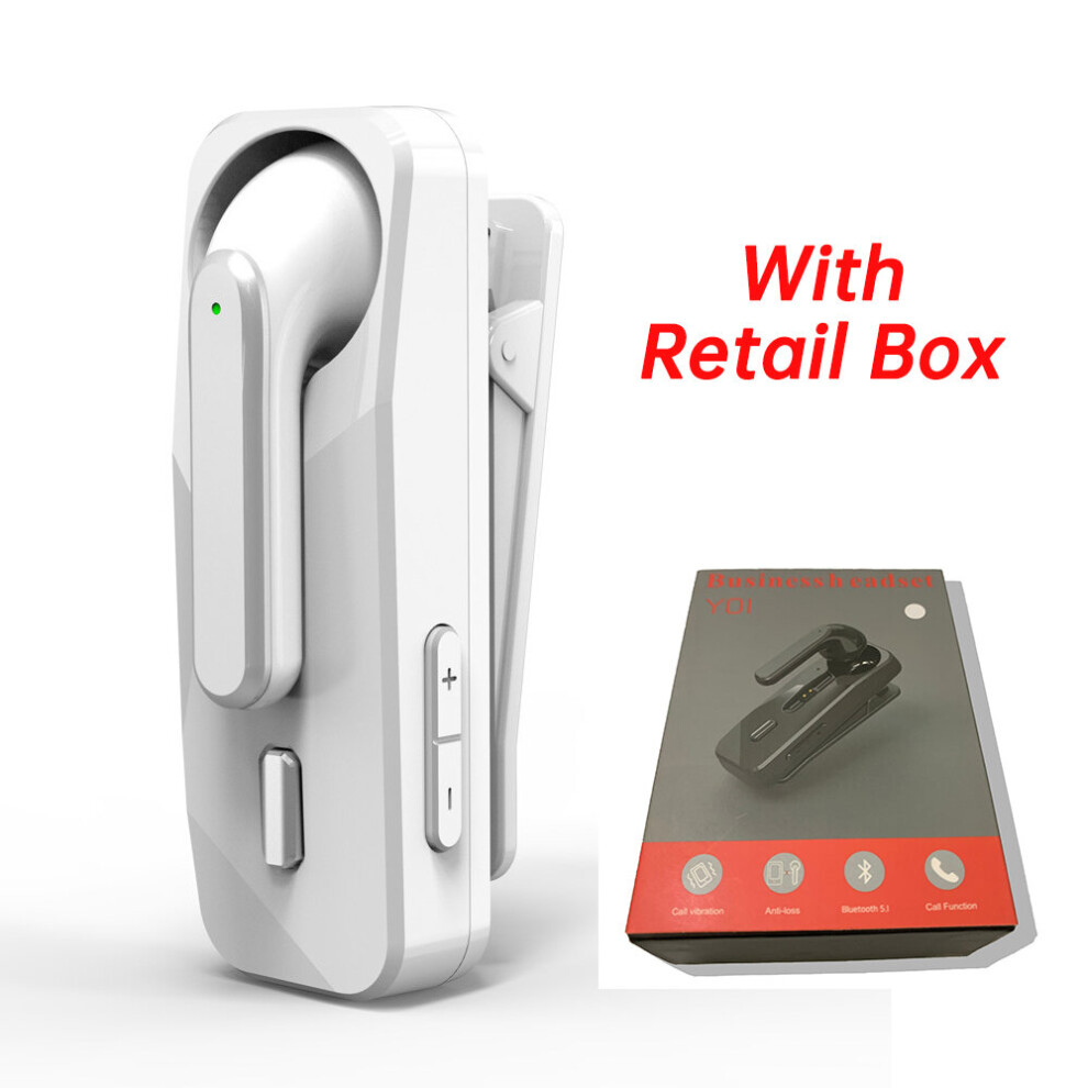(A-) New Bluetooth 5.1 Earphone Business Wireless Headphone Lavalier Earbuds Driving Call Vibration Reminder Handsfree Phone Headset White 4851204888101
