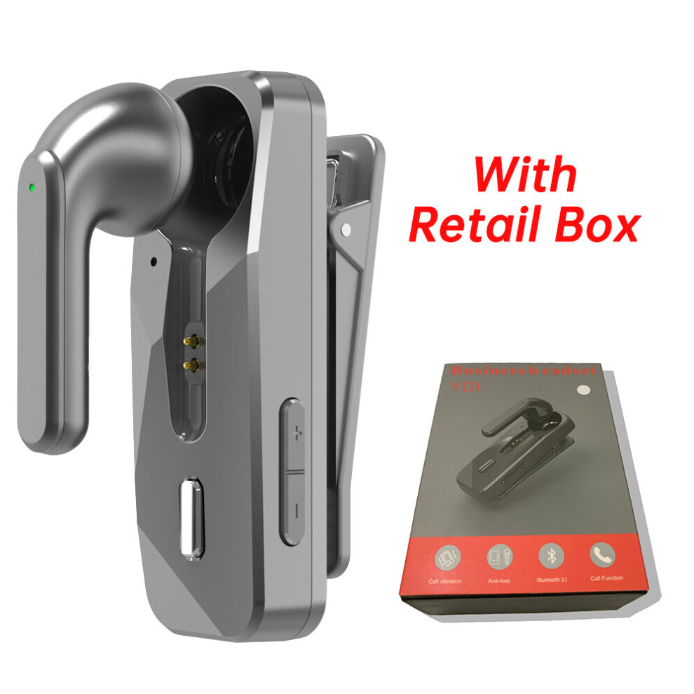 (A-) New Bluetooth 5.1 Earphone Business Wireless Headphone Lavalier Earbuds Driving Call Vibration Reminder Handsfree Phone Headset Gray 4851204888064