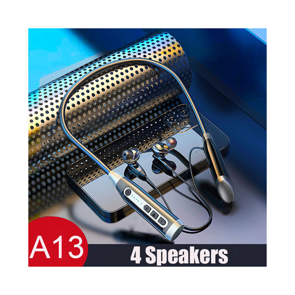 (A-A13 4 Speakers) 4 Speakers Wireless Bluetooth Neckband Headphones 5.1 Bass Earphone Headphone Stereo Game Headset Earbuds With Noise Cancelling 4851204992020