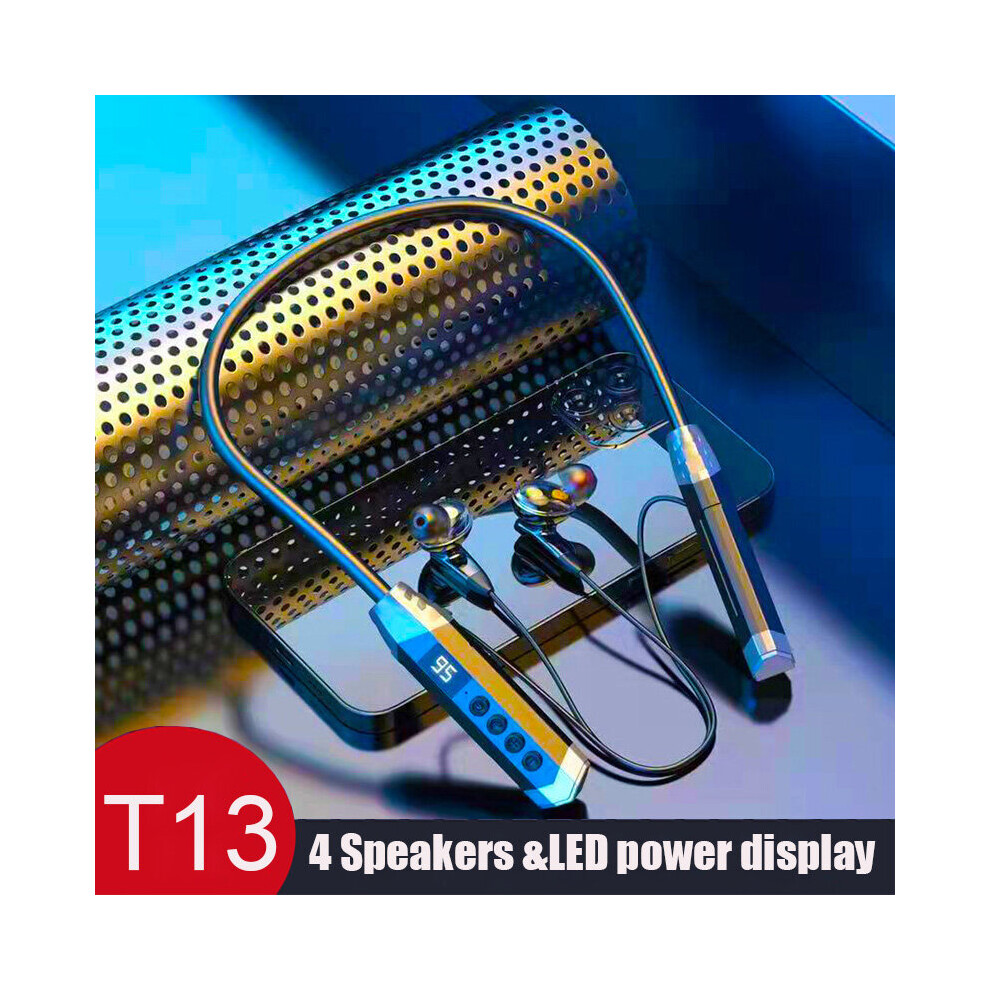 (A-T13 4 Speakers) 4 Speakers Wireless Bluetooth Neckband Headphones 5.1 Bass Earphone Headphone Stereo Game Headset Earbuds With Noise Cancelling 4851204992068