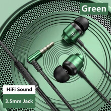 (a-Green 3.5MM Jack) DISOUR Magnetic Gamer Wired Earphones Gaming Metal HiFi Bass Stereo 3.5mm Type C Earbuds L Jack For Phone Computer Mic Headphone