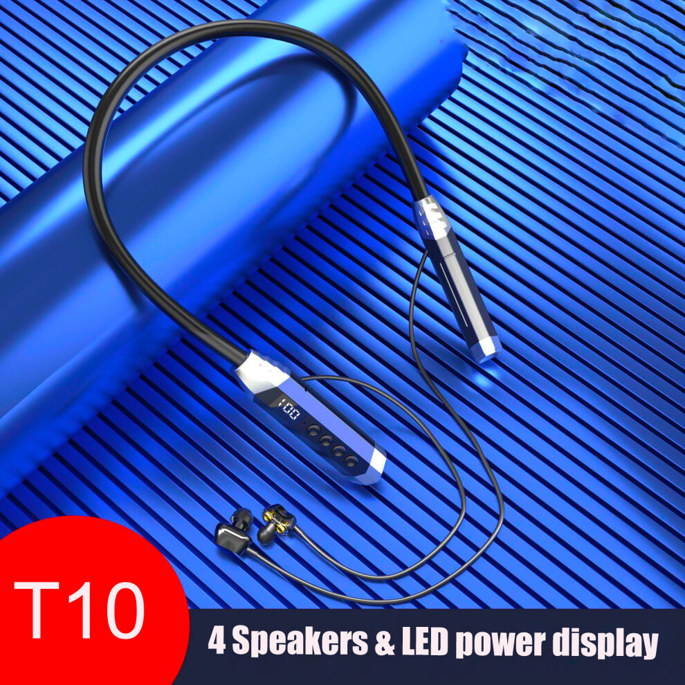 (A-T10 4 Speakers) 4 Speakers Wireless Bluetooth Neckband Headphones 5.1 Bass Earphone Headphone Stereo Game Headset Earbuds With Noise Cancelling 4851204992051