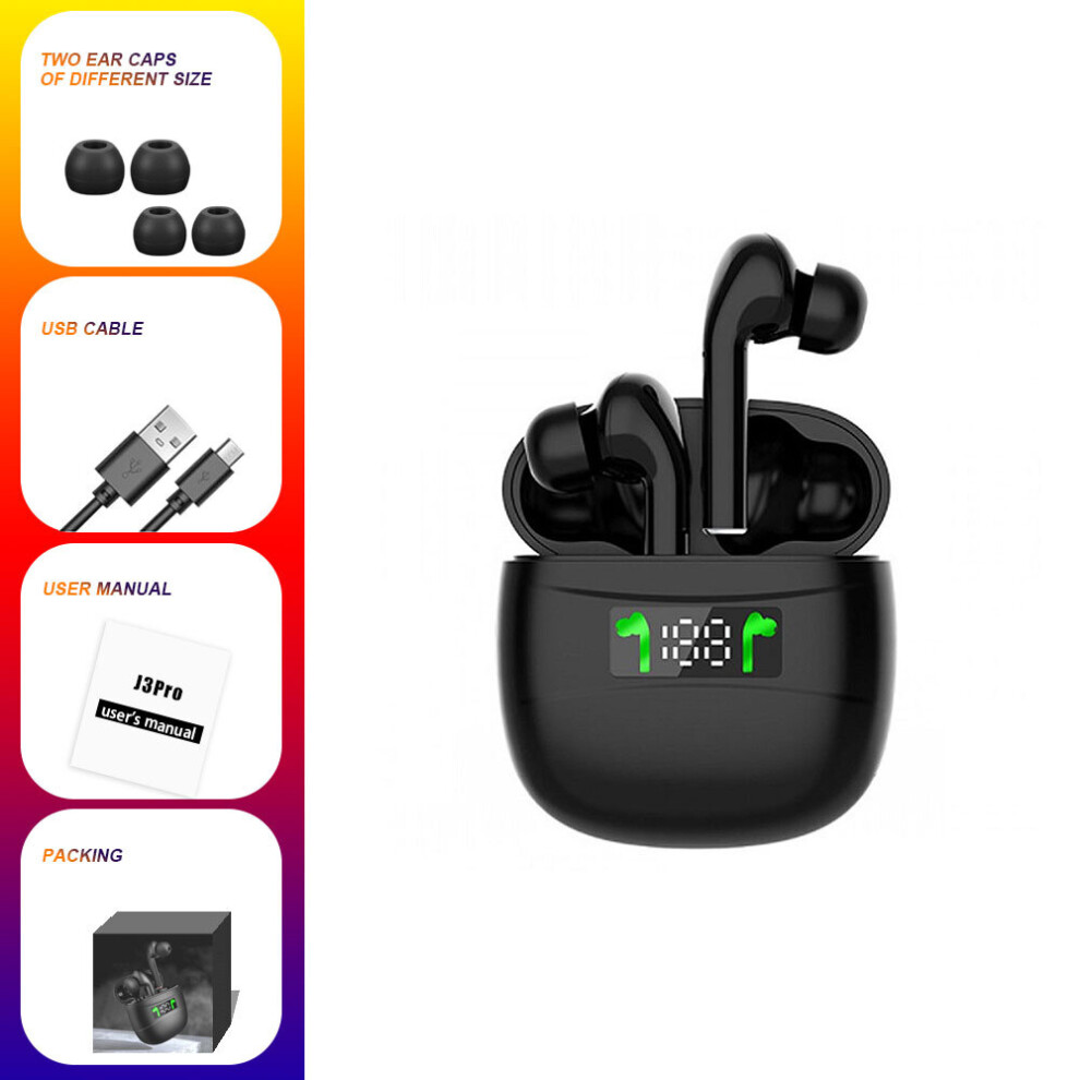 (A-J3pro ) J3 Pro Tws Wireless Bluetooth Earphones Touch Control Stereo Headphones Sports Gaming Headset For Android Ios Phones Earbuds Black 4851205029213
