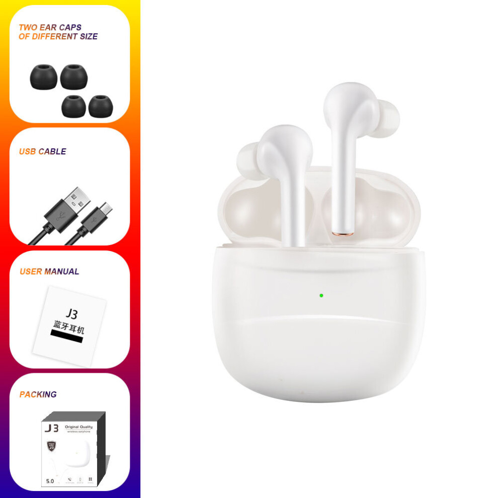 (A-J3 ) J3 Pro Tws Wireless Bluetooth Earphones Touch Control Stereo Headphones Sports Gaming Headset For Android Ios Phones Earbuds White 4851205029206