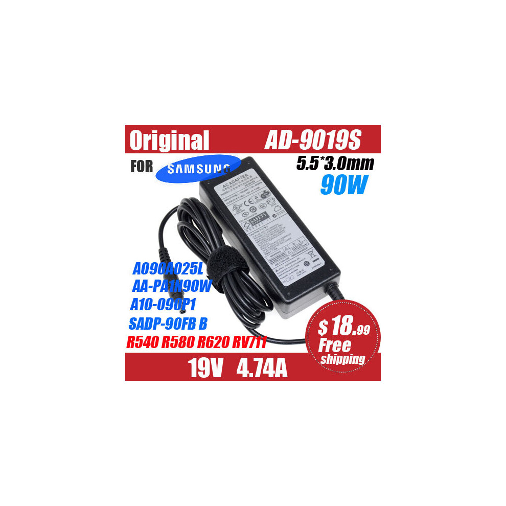 (A-) Orignal Ad-9019S 90W 19V 4.74A Ac Laptop Adapter For Samsung Rv711 R428 R410 R65 R520 R522 R530 R580 R560 R518 R410 R429 Charger 4855672910388