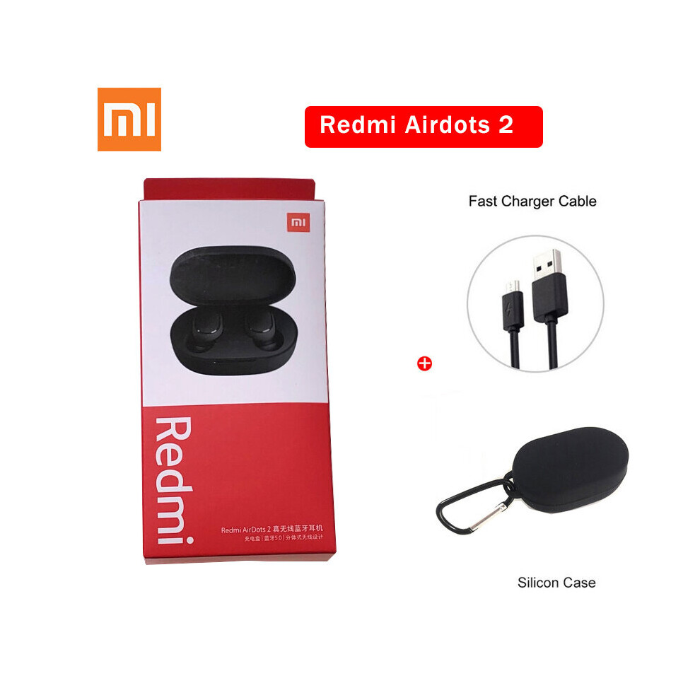 (A-Airdots 2 ) Original Xiaomi Redmi Airdots 2 Tws Wireless Bluetooth 5.0 Earphone Wireless Earbuds Basic Redmi 2 Auto Link Twsej061ls With Mic Black 4851204884134