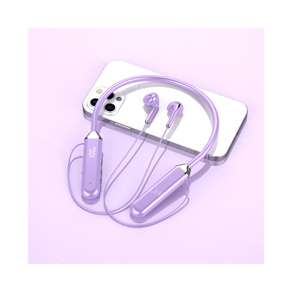 (A-) Tws Wireless Bluetooth 5.2 Earphones Magnetic Neckband Headphones Led Display Hifi Headset Sport Active Noice Cancelling Earbuds Purple 4851205033371