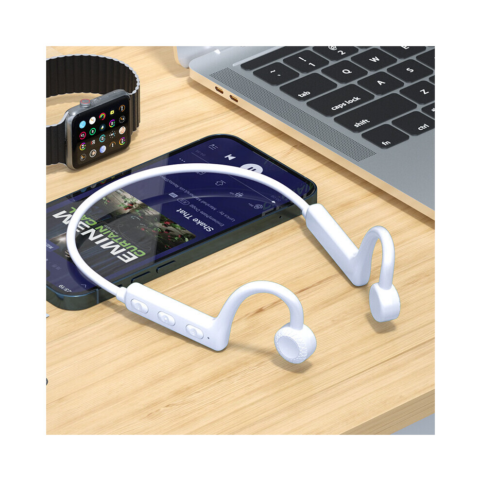 (A-) Air Conduction Neckhanging Fone Bluetooth Earphones Tws Wireless Mic Headphones Not Bone Conduction Sports Waterproof Earbuds White 4851205033210