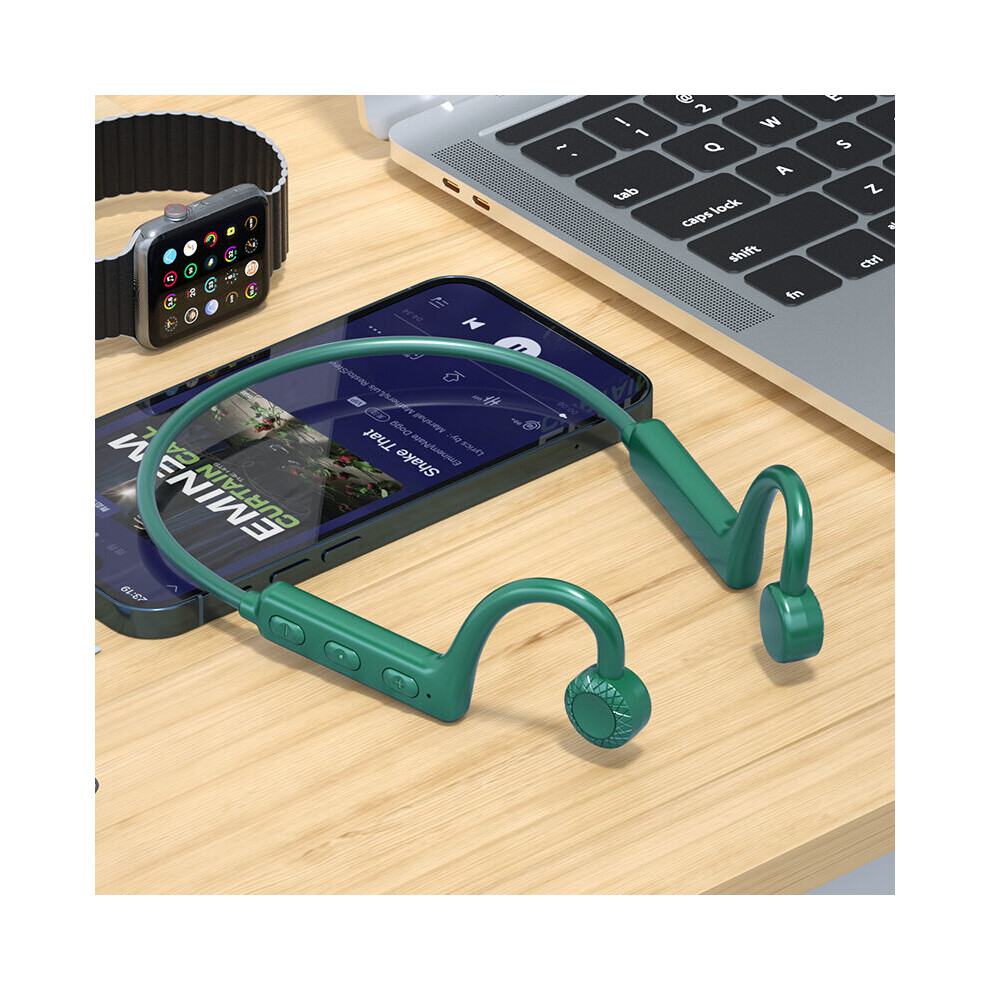 (A-) Air Conduction Neckhanging Fone Bluetooth Earphones Tws Wireless Mic Headphones Not Bone Conduction Sports Waterproof Earbuds Green 4851205033203