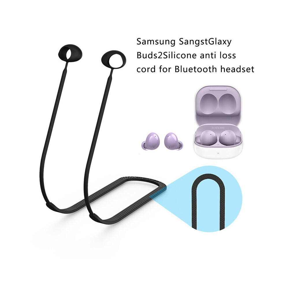 (A-Bk) Silicone Neck String Anti-Lost Earbuds Strap For Samsung Galaxy Buds 2 Headphone Holder Rope Cable Headset Accessories 4851205023914