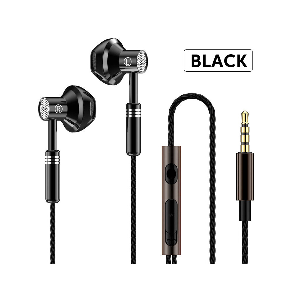 (A-) Metal Hifi Wired Headphones 3.5Mm In Ear Bass Stereo Earbuds Sport Music Handfree Headset Mobile Phone Wired Earphones With Mic Black 4851204973463