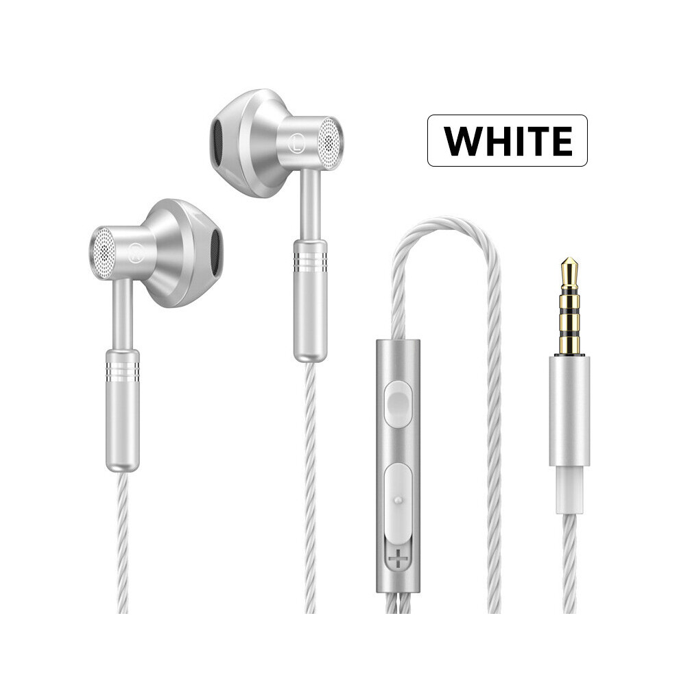 (A-) Metal Hifi Wired Headphones 3.5Mm In Ear Bass Stereo Earbuds Sport Music Handfree Headset Mobile Phone Wired Earphones With Mic White 4851204973500