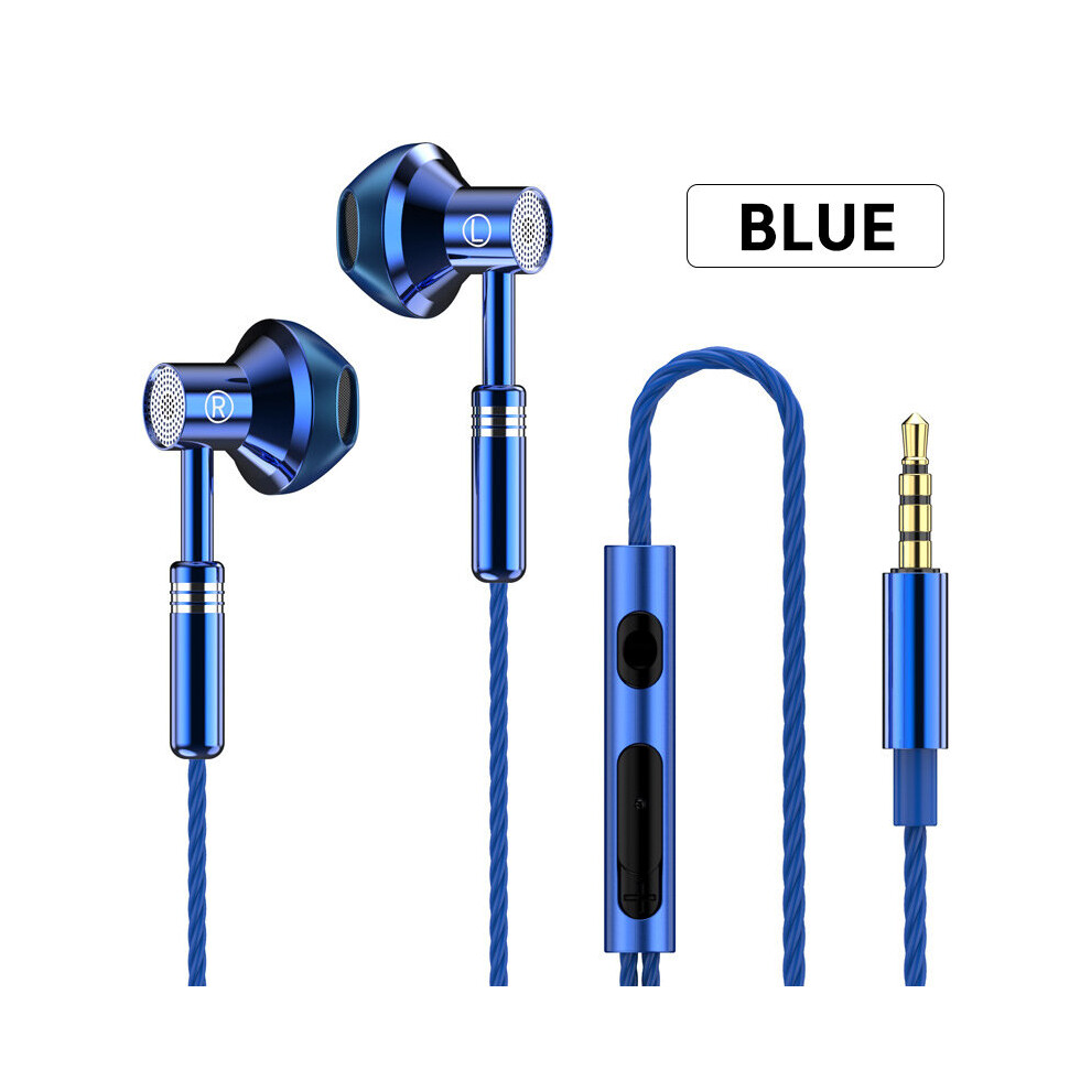 (A-) Metal Hifi Wired Headphones 3.5Mm In Ear Bass Stereo Earbuds Sport Music Handfree Headset Mobile Phone Wired Earphones With Mic Blue 4851204973487