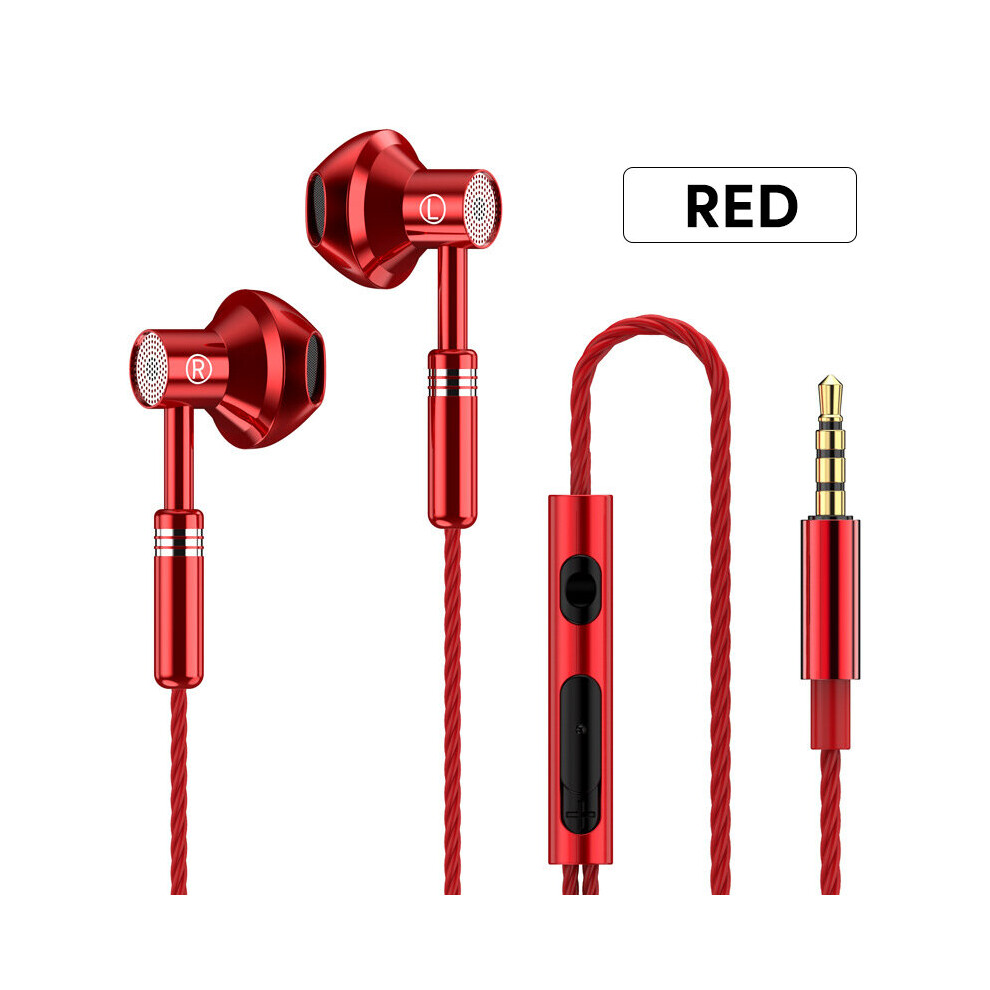 (A-) Metal Hifi Wi Headphones 3.5Mm In Ear Bass Stereo Earbuds Sport Music Handfree Headset Mobile Phone Wi Earphones With Mic Red 4851204973494