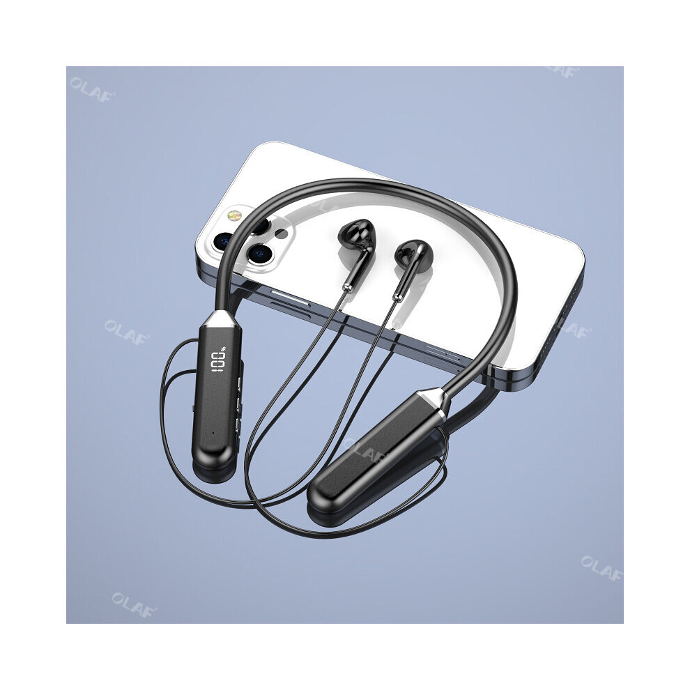 (A-) Tws Wireless Bluetooth 5.2 Earphones Magnetic Neckband Headphones Led Display Hifi Headset Sport Active Noice Cancelling Earbuds Black 4851205033333