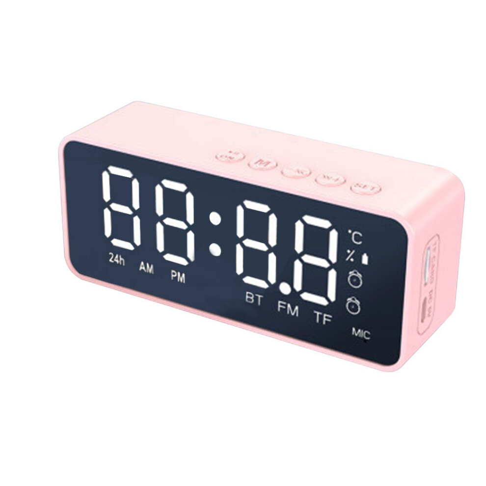 (a-No 03) Mini Loudspeaker Bluetooth V5 0 Adjustable Alarm Clock LED Surround Sound Audio Speaker  Pink-image-OPC-PBYQTN5-NEW