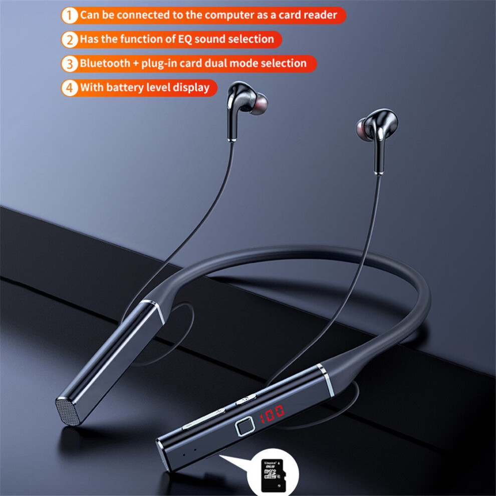 (A-100 Hours S720) 100 Hours Endurance Bluetooth Headphones Stereo Bass Wireless Headphone Neckband Power Led Display Headset Tf Card 4851204926858