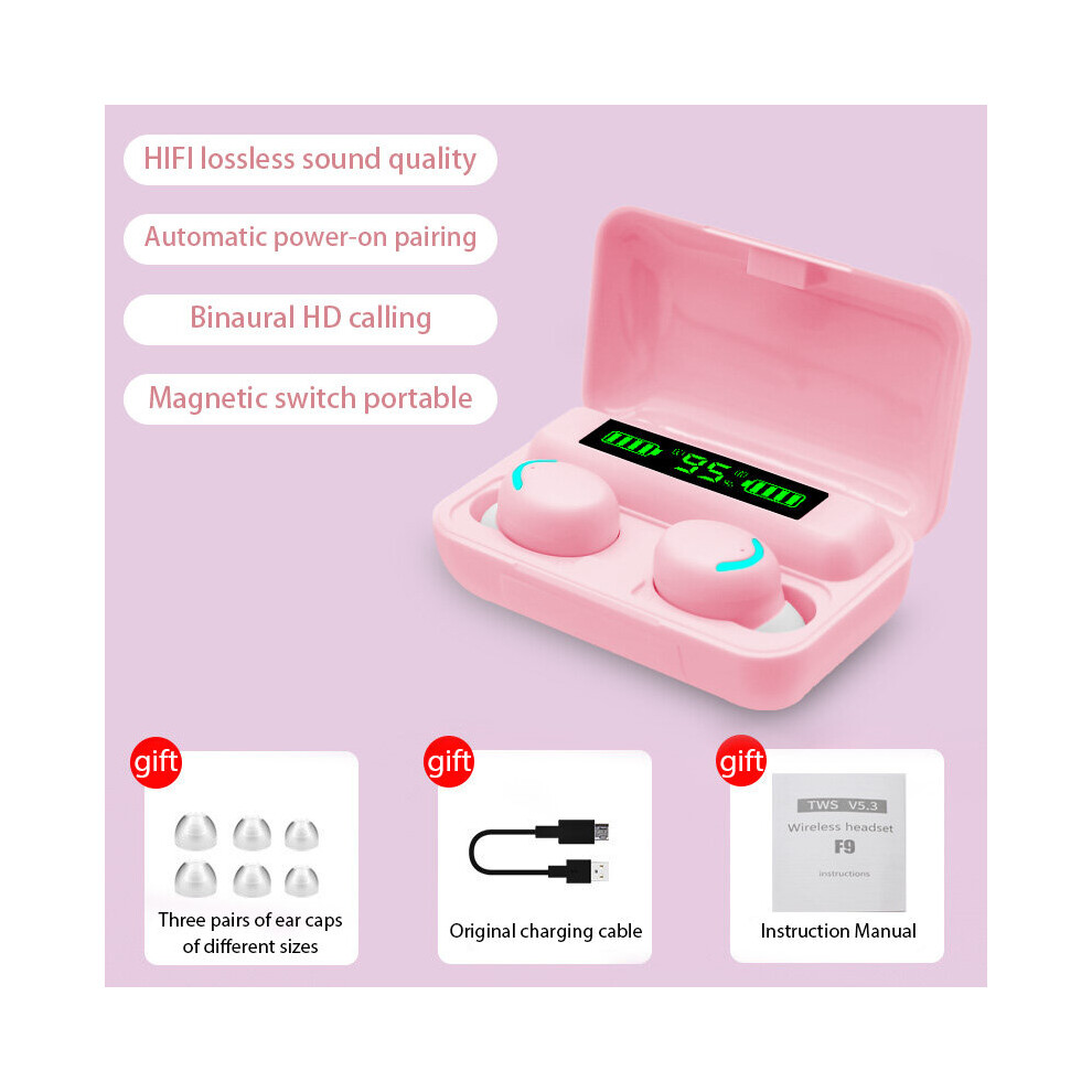 (A-003) F9 Tws Bluetooth Earphones In-Ear Wireless Earbuds Hifi Stereo Noise Cancelling Sports Headsets With Microphone Fone Headphones 4851204960913